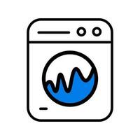 Symbol von ein Waschen Maschine mit Wasser zittern Innerhalb das Waschen Panzer Spinnen. Vektor. vektor