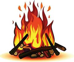 brinnande bål vektor illustration , öppen spis timmer vandring brand , tändved i brand stock vektor bild