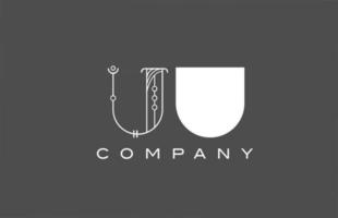 geometrisches u uu graues weißes Alphabet Buchstaben Logo Symbol für Unternehmen Unterschiedliches Stilkombinationsdesign für Unternehmen und Unternehmen vektor