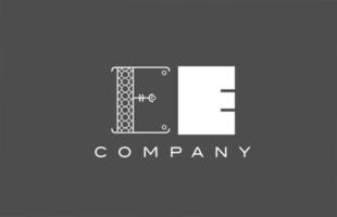 geometrisches e ee grau weißes Alphabet Buchstaben Logo Symbol für Unternehmen Unterschiedliches Stilkombinationsdesign für Unternehmen und Unternehmen vektor
