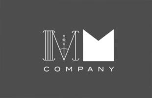 geometrisches m mm graues weißes Alphabet Buchstaben Logo Symbol für Unternehmen. Unterschiedliches Stilkombinationsdesign für Unternehmen und Unternehmen vektor
