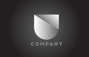 vit och svart u geometriska alfabetet bokstäver logotyp för företag. företags brading och bokstäver med futuristisk design och lutning för företaget vektor