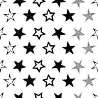 nahtloser hintergrund von gekritzelsternen. schwarze handgezeichnete Sterne auf weißem Hintergrund. Vektor-Illustration vektor