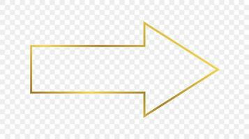 Gold glühend Pfeil gestalten Rahmen isoliert auf Hintergrund. glänzend Rahmen mit glühend Auswirkungen. Vektor Illustration.