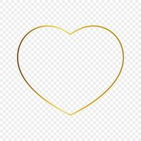 Gold glühend Herz gestalten Rahmen isoliert auf Hintergrund. glänzend Rahmen mit glühend Auswirkungen. Vektor Illustration.