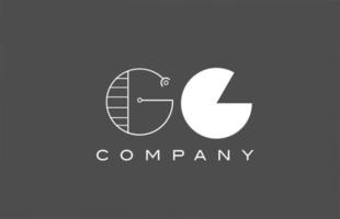 geometriska g gg grå vit alfabetet brev ikon för företaget. olika stil kombination design för företag och företag vektor