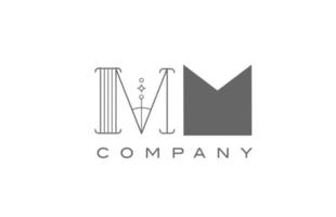 m mm graues weißes Alphabet-Logo-Symbol für Unternehmen mit geometrischem Stil. Kreatives Buchstabenkombinationsdesign für Unternehmen und Unternehmen vektor