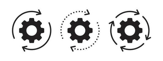 Getriebe mit Pfeile. Maschine Ausrüstung Symbole. Ausrüstung Rad Sammlung. Vektor skalierbar Grafik