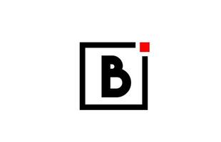 b Alphabet Buchstaben-Logo-Symbol in Schwarz und Weiß. Firmen- und Geschäftsdesign mit Quadrat und rotem Punkt. kreative Corporate-Identity-Vorlage vektor