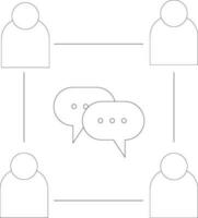 översikt ikoner relaterad konversation, chatt, talande, tala. linjär ikon redigerbar stroke. vektor illustration