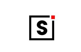 s Alphabet Buchstaben-Logo-Symbol in Schwarz und Weiß. Firmen- und Geschäftsdesign mit Quadrat und rotem Punkt. kreative Corporate-Identity-Vorlage vektor