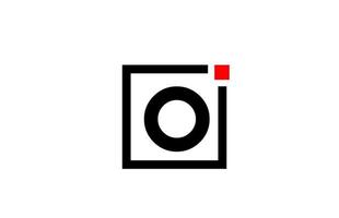 o Alphabet Buchstaben-Logo-Symbol in Schwarz und Weiß. Firmen- und Geschäftsdesign mit Quadrat und rotem Punkt. kreative Corporate-Identity-Vorlage vektor