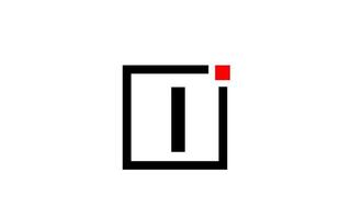 Ich Alphabet Buchstaben-Logo-Symbol in Schwarz und Weiß. Firmen- und Geschäftsdesign mit Quadrat und rotem Punkt. kreative Corporate-Identity-Vorlage vektor
