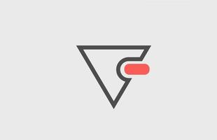grå rosa v alfabetet logotyp ikon. geometrisk design för företagsidentitet med linje vektor