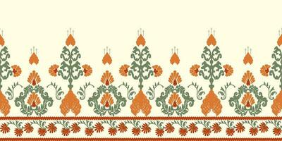 Ikat Paisley nahtlos Muster, traditionell nahtlos Muster, blass Gelb Hintergrund, aztekisch Stil, Stickerei, abstrakt, Vektor, Design Illustration zum Textur, Stoff, drucken. vektor