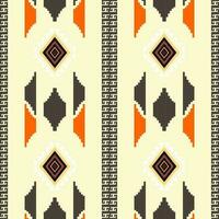 traditionelles Design des geometrischen ethnischen Musters für Hintergrund, Teppich, Tapete, Kleidung, Verpackung, Batik, Stoff, Sarong, Vektorillustrationsstickereiart. vektor