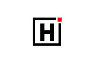 h Alphabet Buchstaben-Logo-Symbol in Schwarz und Weiß. Firmen- und Geschäftsdesign mit Quadrat und rotem Punkt. kreative Corporate-Identity-Vorlage vektor