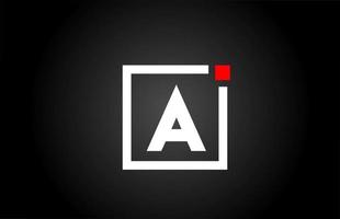 ein Alphabet-Buchstaben-Logo-Symbol in schwarz-weißer Farbe. Firmen- und Geschäftsdesign mit Quadrat und rotem Punkt. kreative Corporate-Identity-Vorlage vektor