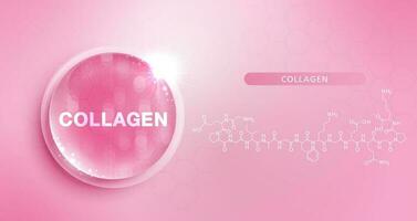 fallen Wasser Kollagen Rosa und Struktur. Vitamin Lösung Komplex mit chemisch Formel von Natur. Schönheit Behandlung Ernährung Haut Pflege Design. medizinisch und wissenschaftlich Konzepte zum Kosmetik. Vektor. vektor