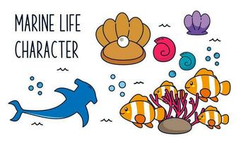 Marine Leben Vektor Karikatur Ozean Charakter