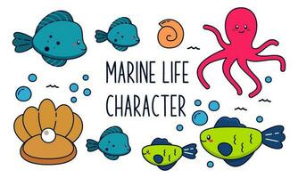 marin liv vektor tecknad serie hav karaktär