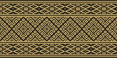 Vektor golden Farbe nahtlos Belarussisch National Ornament. ethnisch endlos schwarz Grenze, slawisch Völker Rahmen
