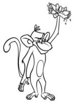 Karikatur komisch Affe halten Kebab oder Falafel rollen Straßenessen. Vektor Illustration von glücklich Affe Schimpanse Umrisse zum Färbung Seiten Buch