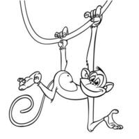 tecknad serie rolig apa. vektor illustration av Lycklig apa schimpans konturer för färg sidor bok