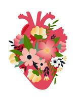 Blühen Herz isoliert auf Weiß Hintergrund. mental Gesundheit Konzept. Valentinstag Tag. Vektor. vektor