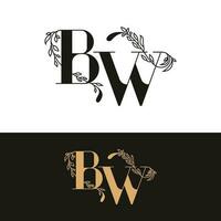 ritad för hand bröllop monogram bw logotyp vektor