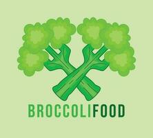 broccoli mat logotyp, broccoli gaffel logotyp. friska vegetabiliska mat. vektor