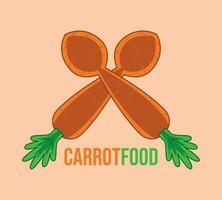 Karotte Essen Logo, Karotte Löffel Logo. gesund Gemüse Lebensmittel. vektor
