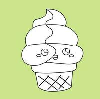 süß Eis Sahne Süss Dessert Karikatur Digital Briefmarke Gliederung schwarz und Weiß vektor