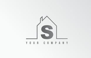 s Home Alphabet Symbol Logo Brief Design. Haus für ein Immobilienunternehmen. Geschäftsidentität mit dünner Linienkontur vektor