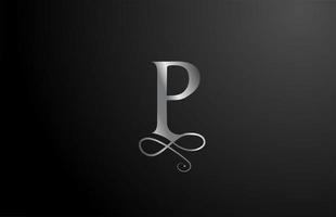 graues p elegantes Monogramm Alphabet Buchstaben Symbol Logo Design. Vintage Corporate Branding für Luxusprodukte und Unternehmen vektor