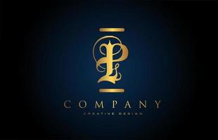 Vintage gold p Alphabet Buchstaben Logo Symbol für Unternehmen und Unternehmen. Brading und Lettering mit kreativem goldenem Design vektor