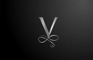 grå v elegant monogram alfabetet brev ikon logo design. vintage företags brading för lyxprodukter och företag vektor