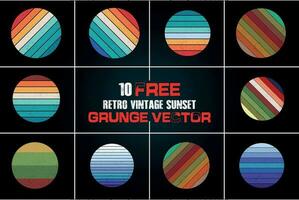 10 kostenlos retro Jahrgang Sonnenuntergang Grunge Vektor