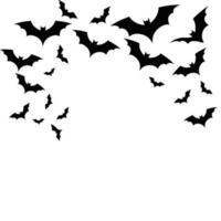 Fledermäuse im Flug ein Herde von Fledermäuse hochfliegend durch das Nacht Himmel, Halloween Tag, Schläger Silhouette vektor