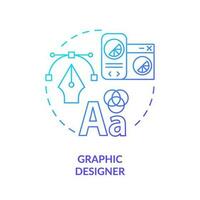 Grafik Designer Blau Gradient Konzept Symbol. kreativ Beruf. Digital Fähigkeit. freiberuflich Arbeiter. visuell Kommunikation abstrakt Idee dünn Linie Illustration. isoliert Gliederung Zeichnung vektor