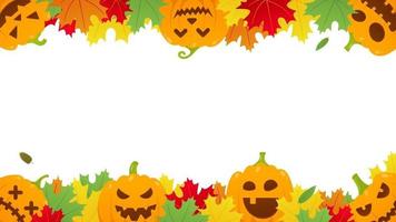 herbst halloween hintergrund mit kürbissen und gruseligen gesichtern grimassen vektor