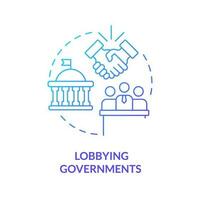Lobbying Regierungen Blau Gradient Konzept Symbol. Organisationen beeinflussen. bilden von Anwaltschaft abstrakt Idee dünn Linie Illustration. isoliert Gliederung Zeichnung vektor