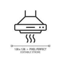 kök huva linjär ikon. ventilation systemet. Hem apparat. elektrisk enhet. räckvidd huva. uttömma fläkt. tunn linje illustration. kontur symbol. vektor översikt teckning. redigerbar stroke