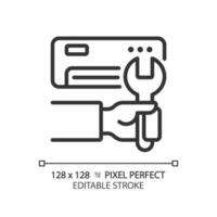 ac Installation linear Symbol. Luft Klimaanlage. hvac Wartung. Klima Kontrolle. elektrisch Gerät. Reparatur Service. dünn Linie Illustration. Kontur Symbol. Vektor Gliederung Zeichnung. editierbar Schlaganfall