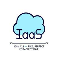 Wolke basierend iaas Pixel perfekt rgb Farbe Symbol. online Daten Lager Infrastruktur Service. organisiert Information. isoliert Vektor Illustration. einfach gefüllt Linie Zeichnung. editierbar Schlaganfall