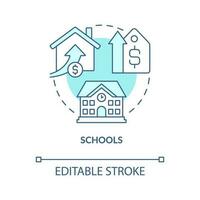 oben bewertet Schulen Türkis Konzept Symbol. Beste Nachbarschaften Vorteil abstrakt Idee dünn Linie Illustration. isoliert Gliederung Zeichnung. editierbar Schlaganfall vektor