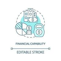 finansiell Förmågor turkos begrepp ikon. sammanfoga lag framgångsrikt abstrakt aning tunn linje illustration. isolerat översikt teckning. redigerbar stroke vektor