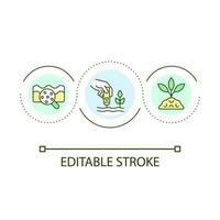 Boden Tests Schleife Konzept Symbol. Boden wissenschaftlich Forschung. wachsend Pflanzen. Landwirtschaft abstrakt Idee dünn Linie Illustration. isoliert Gliederung Zeichnung. editierbar Schlaganfall vektor