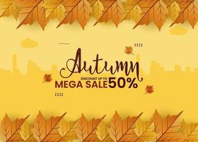 Herbst Mega Sale Banner Hintergrund vektor