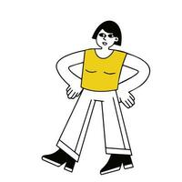 Mädchen in Freizeitkleidung. moderner weiblicher Charakter. junge Frau zu Fuß. flache karikaturillustration lokalisiert auf weiß vektor